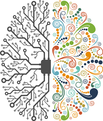 Half Wired and Half Colorful Brain Medium