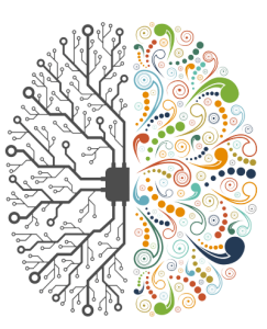 Half Wired and Half Colorful Brain Thick Transparent Background